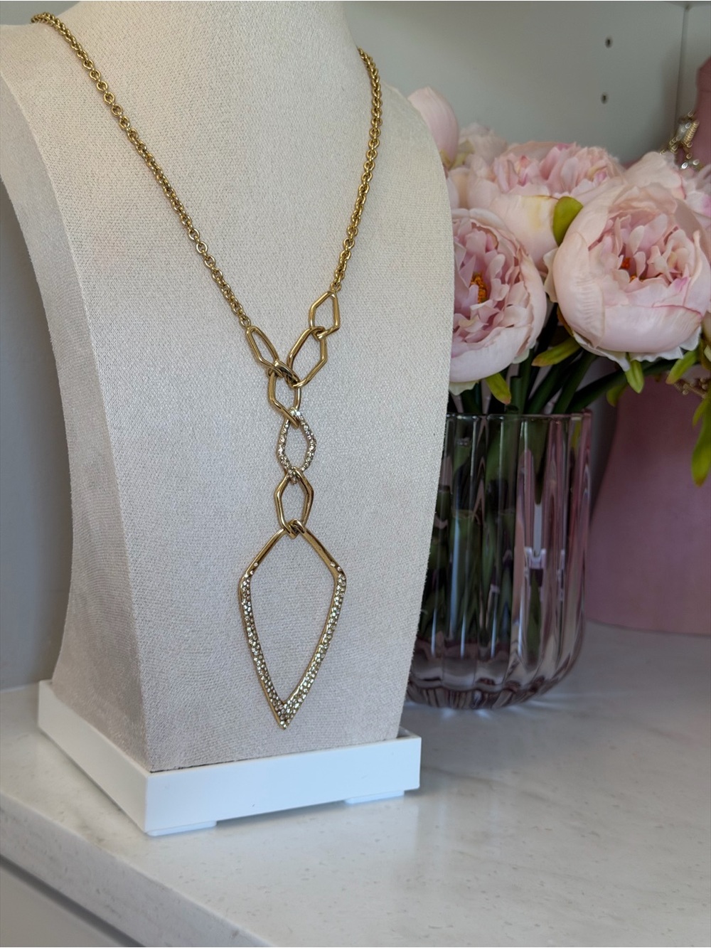 Alexis Bittar 10k Gold Linked Drop Necklace with Pavé Accents